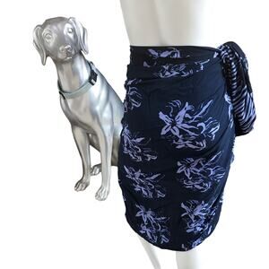 Floral Blue Mexican Sarong Fringed Skirt Women’s Size One Size